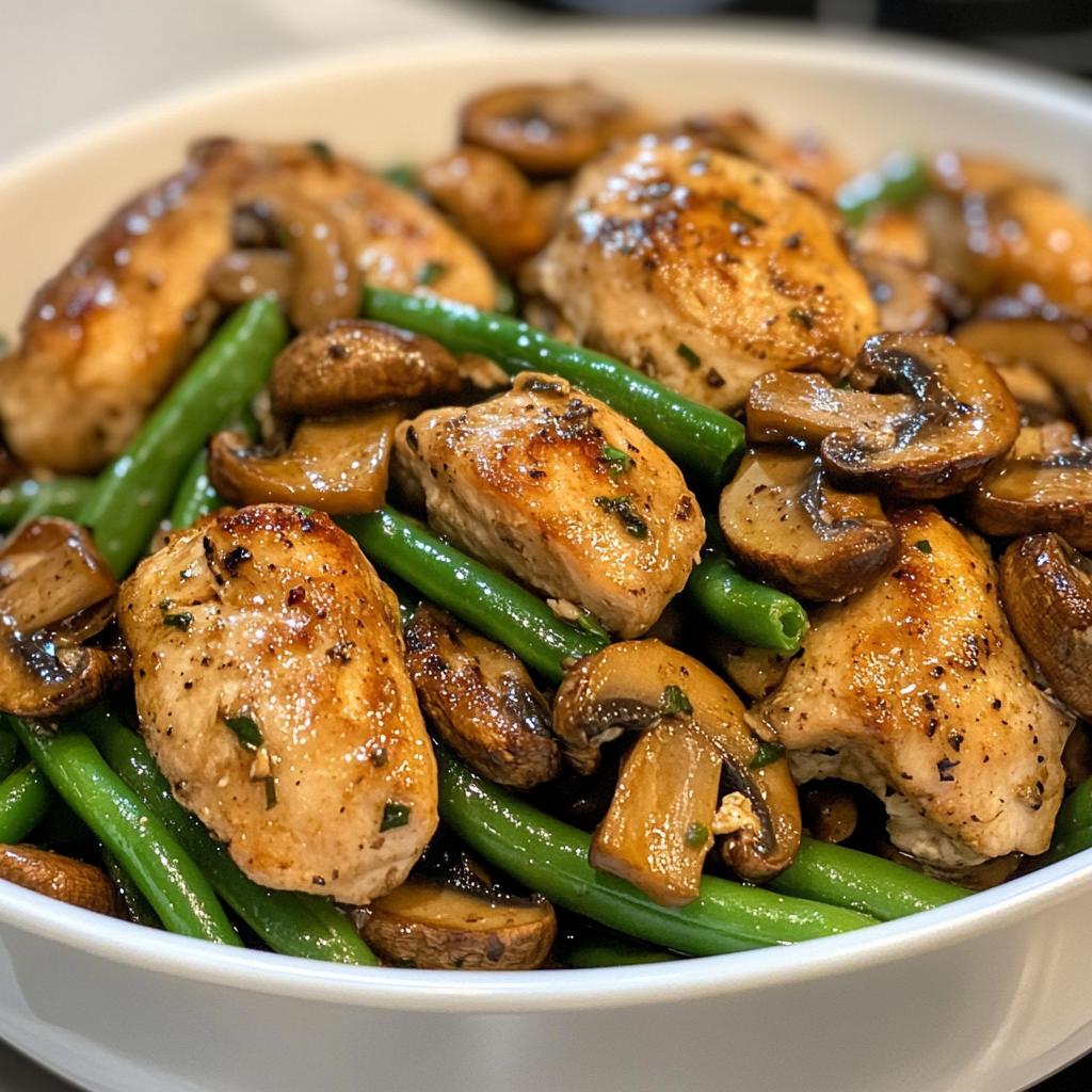 chicken mushroom green beans - detail 1