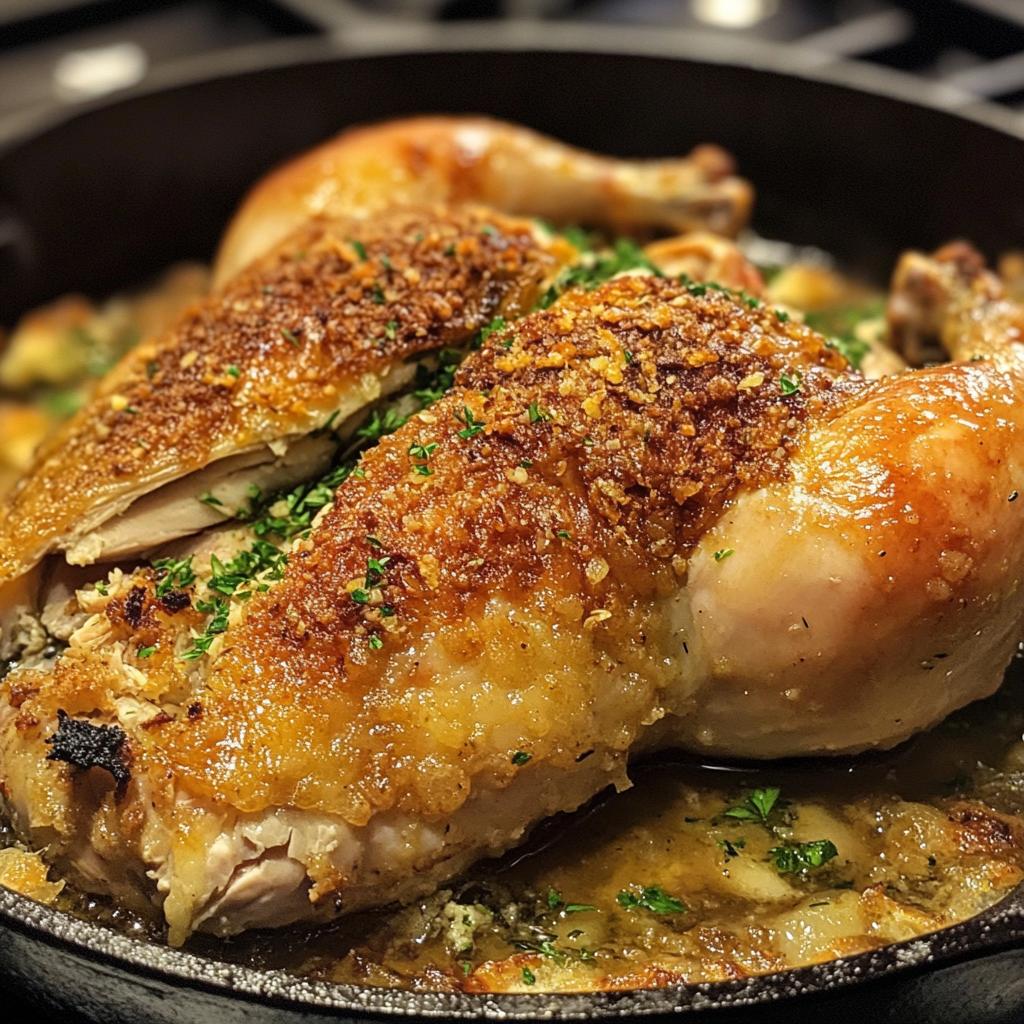 spatchcock chicken cast iron skillet - detail 1